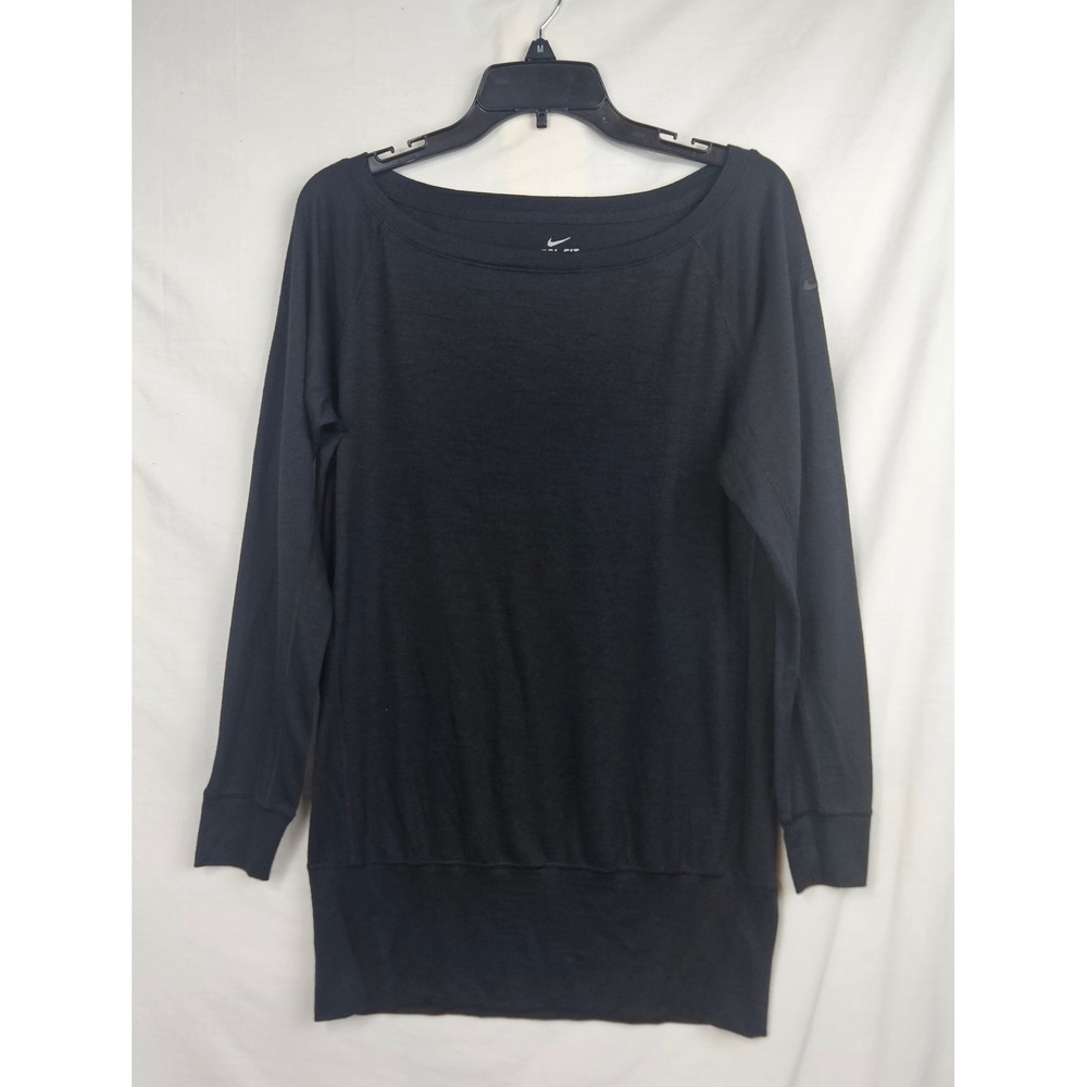 Nike Dri-FIT Black Wool Blend Long Sleeve Boat Neck Top/Dress Size M Athleisure